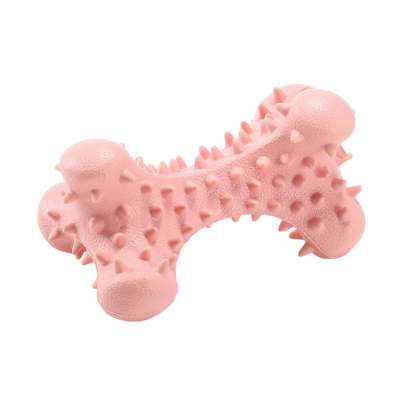 Non-toxic Rubber Bone Pet Toy With Soft Spines Cleans Teeth for medium sized dogs